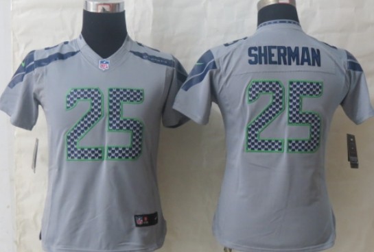 Nike Seattle Seahawks #25 Richard Sherman Gray Limited Womens Jersey 