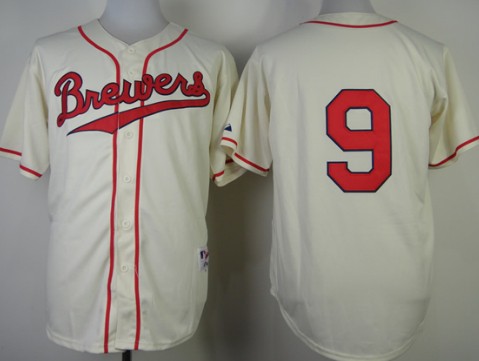 Milwaukee Brewers #9 Jean Segura 1948 Cream With Red Jersey