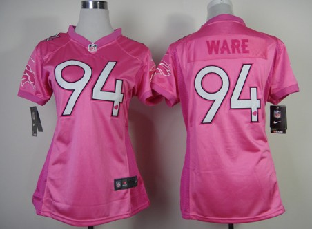 Nike Denver Broncos #94 DeMarcus Ware Pink Love Womens Jersey 