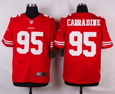 Men's San Francisco 49ers #95 Tank Carradine Scarlet Red Team Color NFL Nike Elite Jersey