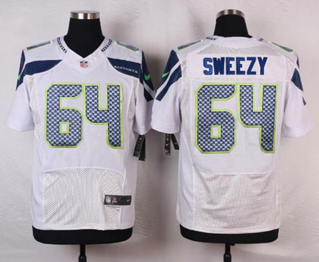 Men's Seattle Seahawks #64 J. R. Sweezy White Road NFL Nike Elite Jersey