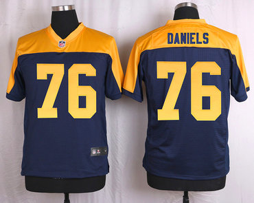 Men's Green Bay Packers #76 Mike Daniels Navy Blue Gold Alternate NFL Nike Elite Jersey