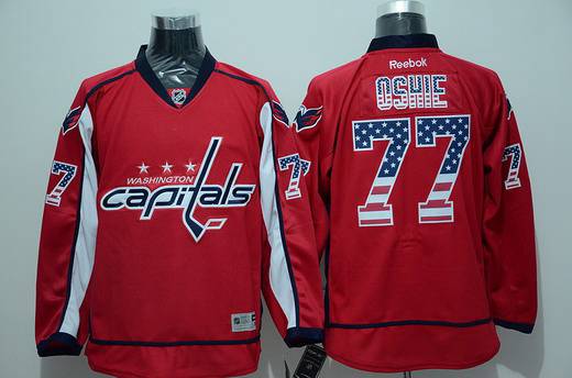 Men's Washington Capitals #77 T.J. Oshie Reebok Red USA Flag Hockey Jersey