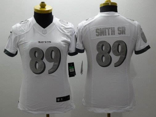 Women's Baltimore Ravens #89 Steve Smith Sr White Platinum NFL Nike Limited Jersey