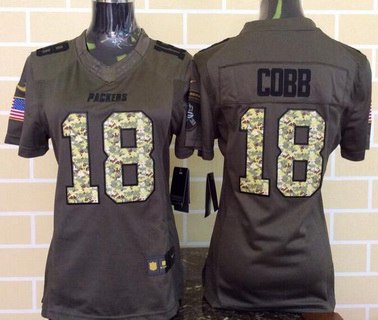 Women's Green Bay Packers #18 Randall Cobb Green Salute To Service 2015 NFL Nike Limited Jersey