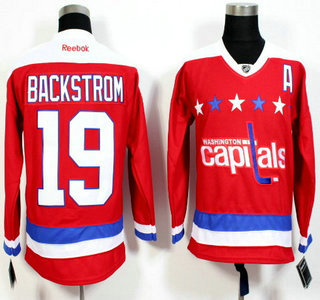 Men's Washington Capitals #19 Nicklas Backstrom Red Third Reebok Hockey Jersey