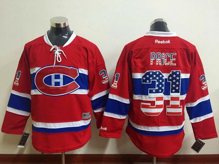 Men's Montreal Canadiens #31 Carey Price Red USA Flag Hockey Jersey