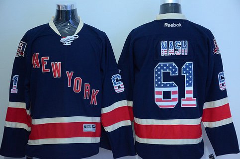 Men's New York Rangers #61 Rick Nash Navy Blue USA Flag Hockey Jersey