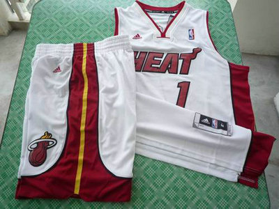 Miami Heat 1 Bosh white swingman Basketball Suit