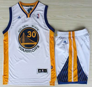 Golden State Warriors 30 Stephen Curry White Revolution 30 Swingman Jerseys Shorts NBA Suits