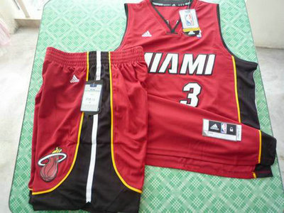 Miami Heat 3 Dwyane Wade red swingman Basketball Suit