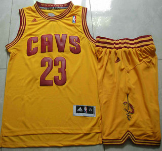 Cleveland Cavaliers #23 LeBron James Yellow Revolution 30 Swingman Jersey Short Suits