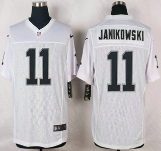 Oakland Raiders #11 Sebastian Janikowski Nike White Elite Jersey