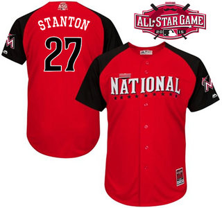 National League Miami Marlins #27 Giancarlo Stanton 2015 MLB All-Star Red Jersey