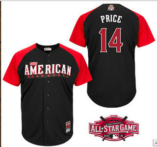 American League Detroit Tigers #14 David Price Black 2015 All-Star Game Player Jersey