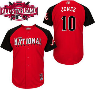 National League Atlanta Braves #10 Chipper Jones Red 2015 All-Star BP Jersey