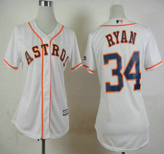 Women's Houston Astros #34 Nolan Ryan Home White 2015 MLB Cool Base Jersey