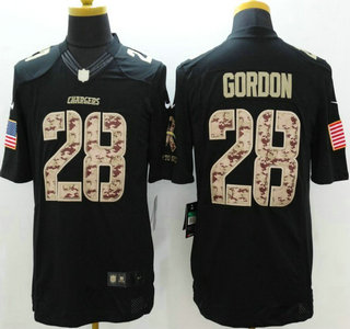 San Diego Chargers #28 Melvin Gordon Nike Salute to Service Nike Black Limited Jersey