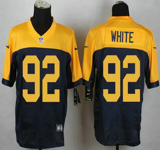 Green Bay Packers #92 Reggie White Navy Blue With Gold NFL Nike Elite Jersey