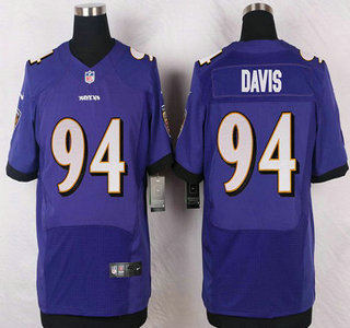 Baltimore Ravens #94 Carl Davis Purple Team Color NFL Nike Elite Jersey