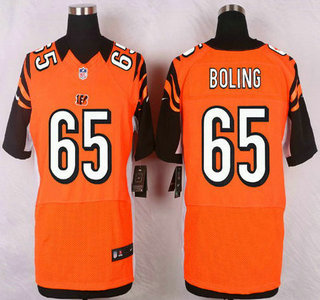 Men's Cincinnati Bengals #65 Clint Boling Orange Alternate NFL Nike Elite Jersey