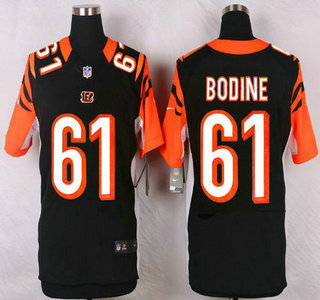 Men's Cincinnati Bengals #61 Russell Bodine Black Team Color NFL Nike Elite Jersey