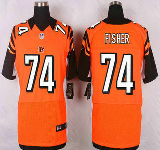 Men's Cincinnati Bengals #74 Jake Fisher Orange Alternate NFL Nike Elite Jersey