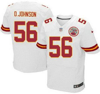 Men's Kansas City Chiefs #56 Derrick Johnson White Road NFL Nike Elite Jersey