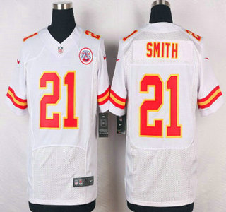 Men's Kansas City Chiefs #21 Sean Smith White Road NFL Nike Elite Jersey