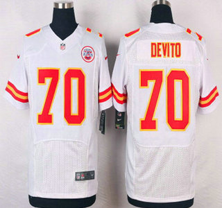 Men's Kansas City Chiefs #70 Mike DeVito White Road NFL Nike Elite Jersey