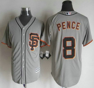 Men's San Francisco Giants #8 Hunter Pence Alternate Gray SF 2015 MLB Cool Base Jersey