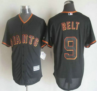 Men's San Francisco Giants #9 Brandon Belt Alternate Black 2015 MLB Cool Base Jersey