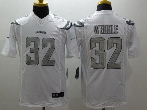 Men's San Diego Chargers #32 Eric Weddle White Platinum NFL Nike Limited Jersey