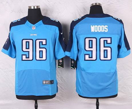 Men's Tennessee Titans #96 Al Woods Light Blue Team Color NFL Nike Elite Jersey