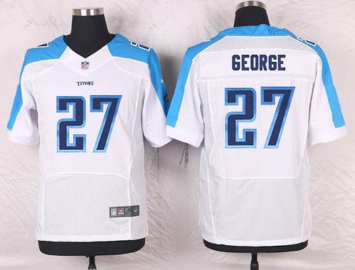 Men's Tennessee Titans #27 Eddie George White Retired Player NFL Nike Elite Jersey