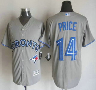 Men's Toronto Blue Jays #14 David Price Away Gray 2015 MLB Cool Base Jersey