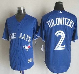 Men's Toronto Blue Jays #2 Troy Tulowitzki Alternate Blue 2015 MLB Cool Base Jersey