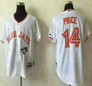 Men's Toronto Blue Jays #14 David Price 2015 Canada Day Home White MLB Cool Base Jersey