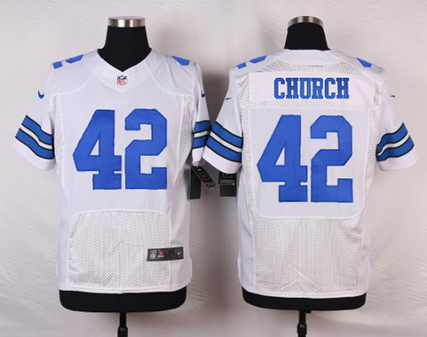 Men's Dallas Cowboys #42 Barry Church White Road NFL Nike Elite Jersey