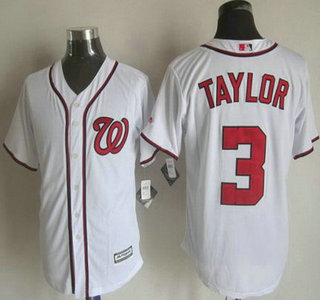 Men's Washington Nationals #3 Michael Taylor Home White 2015 MLB Cool Base Jersey