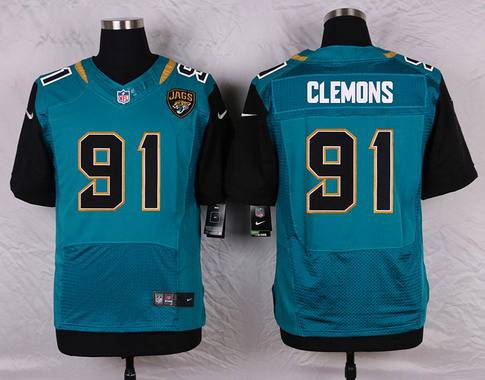 Men's Jacksonville Jaguars #91 Chris Clemons Teal Green Alternate NFL Nike Elite Jersey