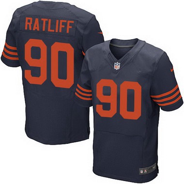 Men's Chicago Bears #90 Jeremiah Ratliff Navy Blue With Orange Alternate NFL Nike Elite Jersey