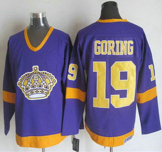 Men's Los Angeles Kings #19 Butch Goring 1977-79 Purple CCM Vintage Throwback Jersey