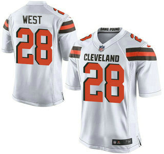 Men's Cleveland Browns Brown #28 Terrance West White Road 2015 NFL Nike Elite Jersey