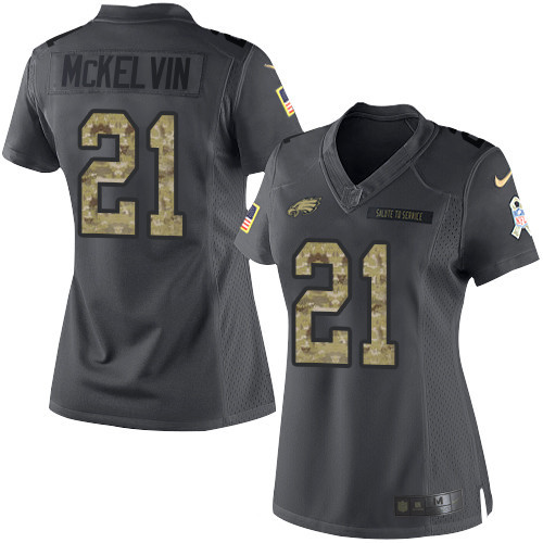 Women's Philadelphia Eagles #21 Leodis McKelvin Black Anthracite 2016 Salute To Service Stitched NFL Nike Limited Jersey