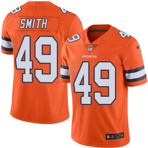 Nike Broncos #49 Dennis Smith Orange Men's Stitched NFL Limited Rush Jersey