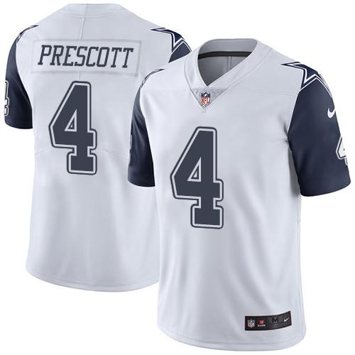 Nike Cowboys #4 Dak Prescott White Men's Stitched NFL Limited Rush Jersey