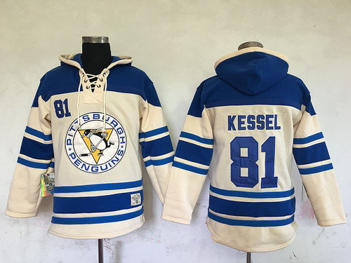 Men's Pittsburgh Penguins #81 Phil Kessel Cream Stitched NHL Old Time Hockey Hoodie