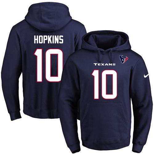 Nike Texans #10 DeAndre Hopkins Navy Blue Name & Number Pullover NFL Hoodie