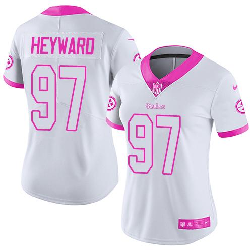 Nike Steelers #97 Cameron Heyward White Pink Women's Stitched NFL Limited Rush Fashion Jersey